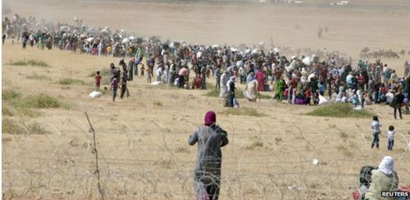refugees on the move
            across northern syria